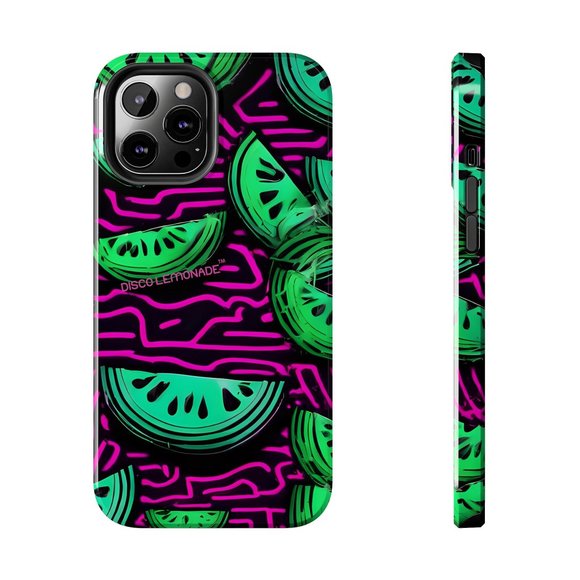 IPhone, DISCO LEMONADE Neon Watermelon Slice Hot Pink, 2 Piece Tough Phone Case, - Picture 7 of 10